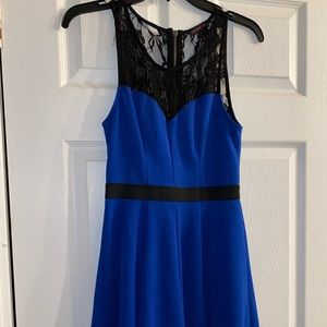 Blue and black lace dress
